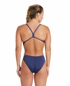 Maillot De Bain Arena Femme Team Dos Challenge Uni Bleu Marine Et Blanc -FRANCE NATATION Soldes 004766 750 womens team swimsuit challenge solid 002 o