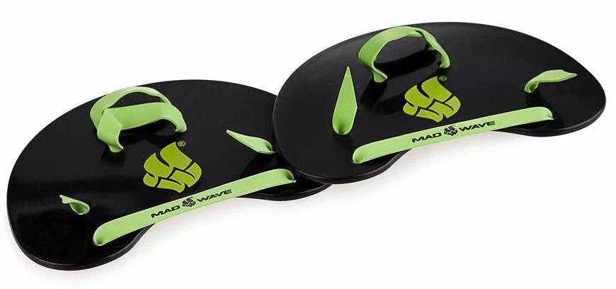 Plaquettes De Natation Madwave Finger Paddle Black / Green 3 Plaquettes De Natation Madwave Finger Paddle Black / Green