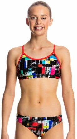 Maillot De Bain Funkita 2 Pièces Fille Test Signal Noir