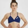 Haut Maillot De Bain Femme Arena Team Uni Bleu Foncé -FRANCE NATATION Soldes navy haut face