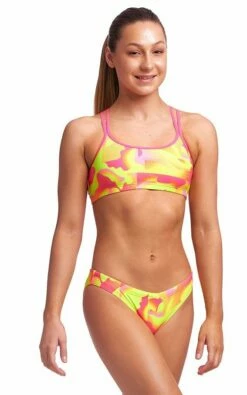 Maillot De Bain Funkita 2 Pièces Fille Criss Cross - Pinged Pink -FRANCE NATATION Soldes pinged pink girls 2p 1