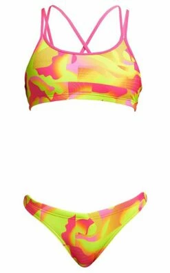 Maillot De Bain Funkita 2 Pièces Fille Criss Cross - Pinged Pink -FRANCE NATATION Soldes pinged pink girls 2p 3